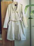 Markowy płaszcz trench TED BAKER  beżowy nude elegancki midi z paskiem