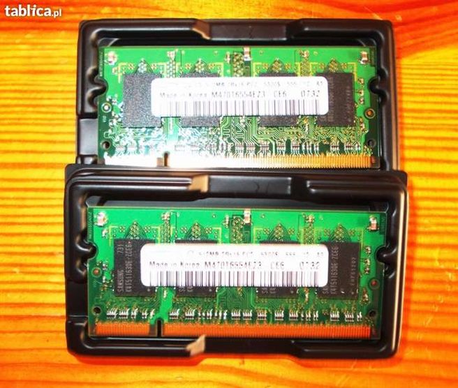Pamięć RAM 1 GB, Kości pamięci 2 x DDR2 512MB PC2-5300S. Laptop