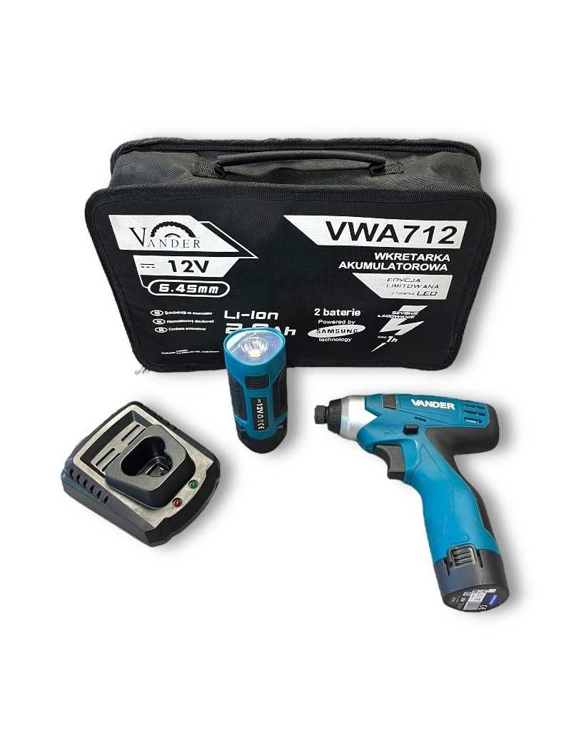 Wkrętarka Vander VWA712 + Latarka LED + 2 akumulatory 2.0 Ah