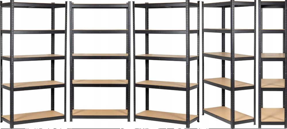 NOWY Regał magazynowy 3w1 metalowy czarny 180x90x40 5 półek