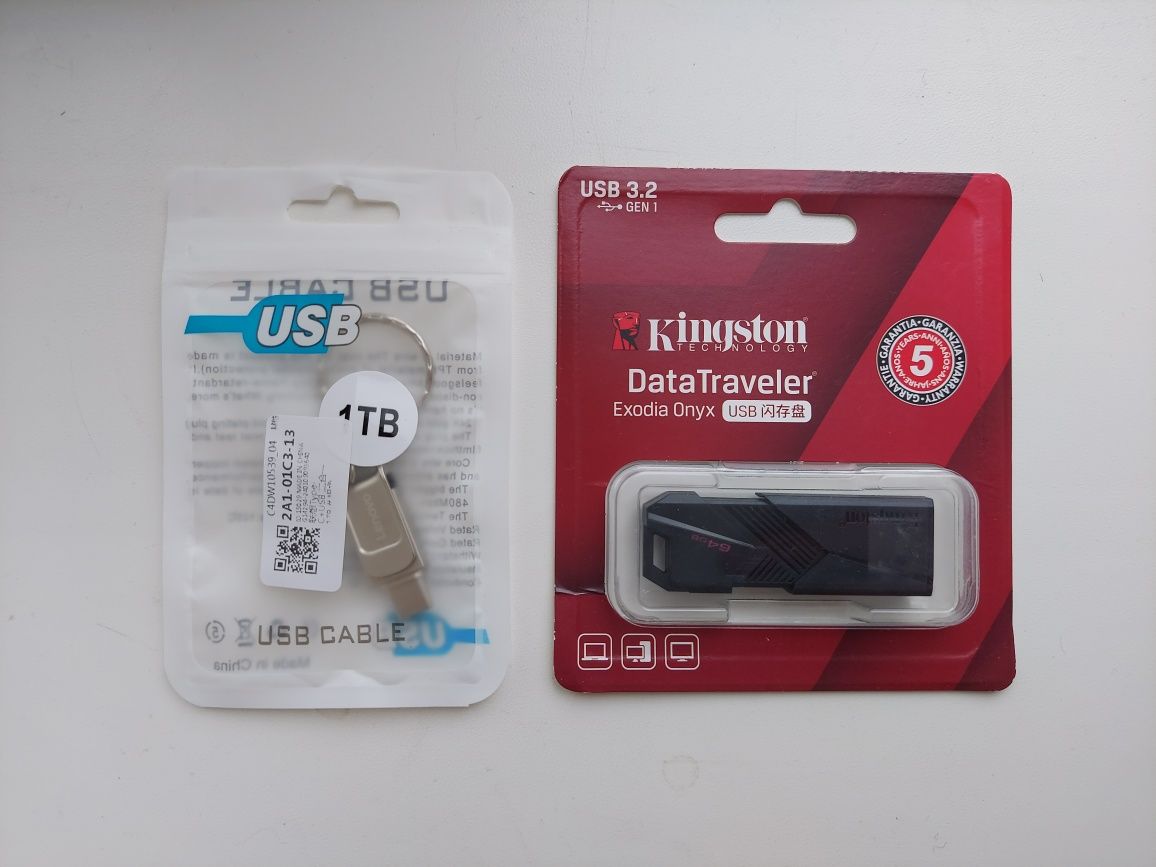 ФлешкаUSB 3.2  Kingston 64GB, Lenovo 1 Tb