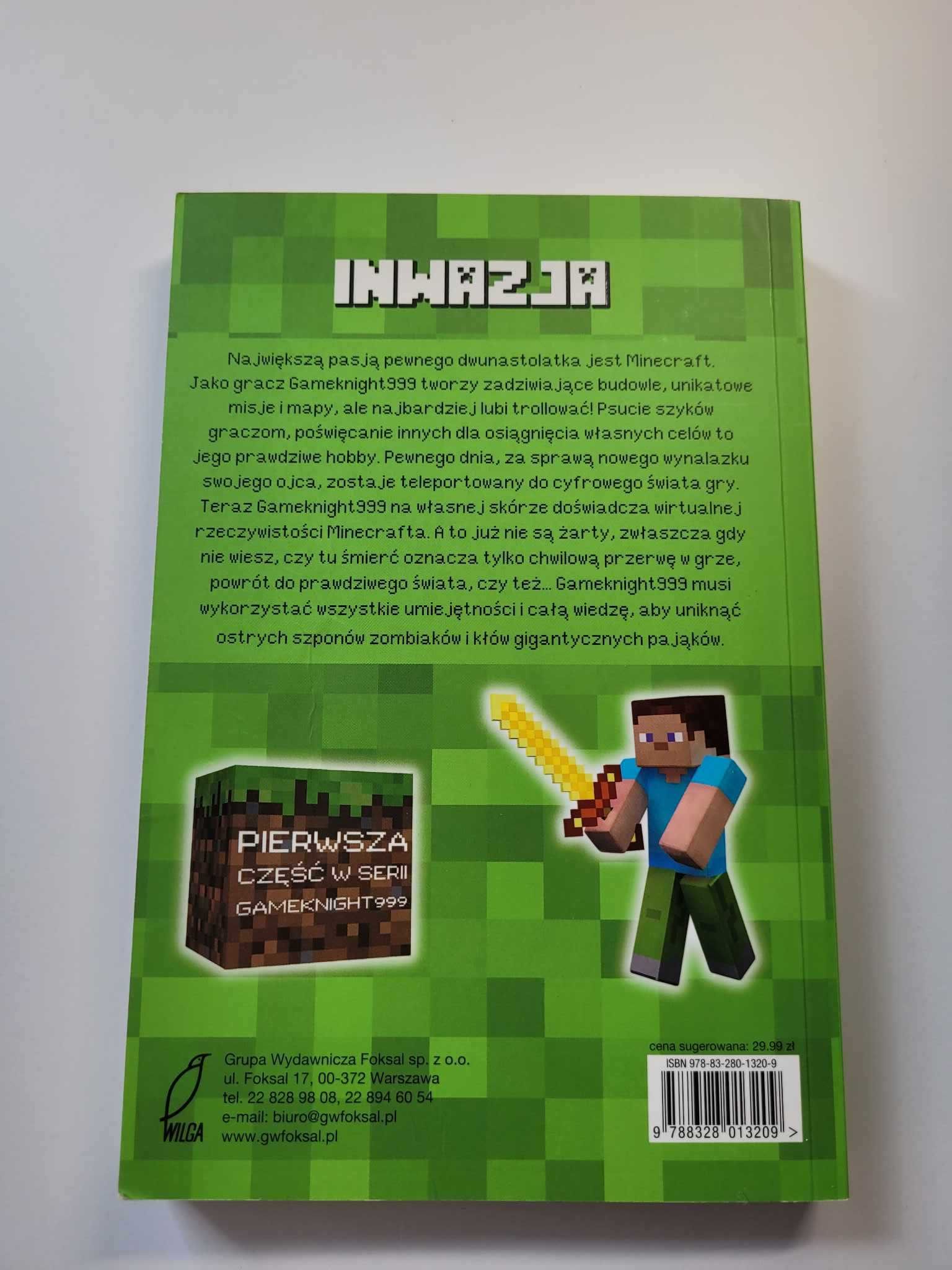 Książka "Inwazja" powiesc przygodowa inspirowana grą Minecraft