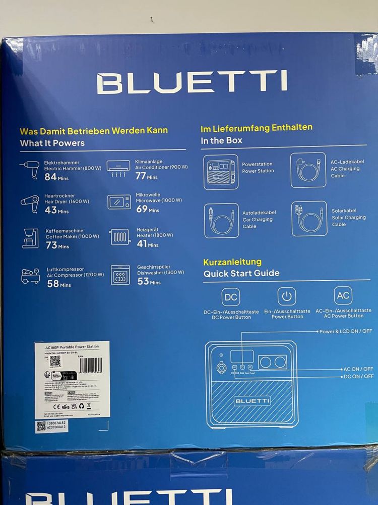 BLUETTI AC180P 1800W 1440Wh EU Новинка 2023! 950-850$ Розница/Опт!