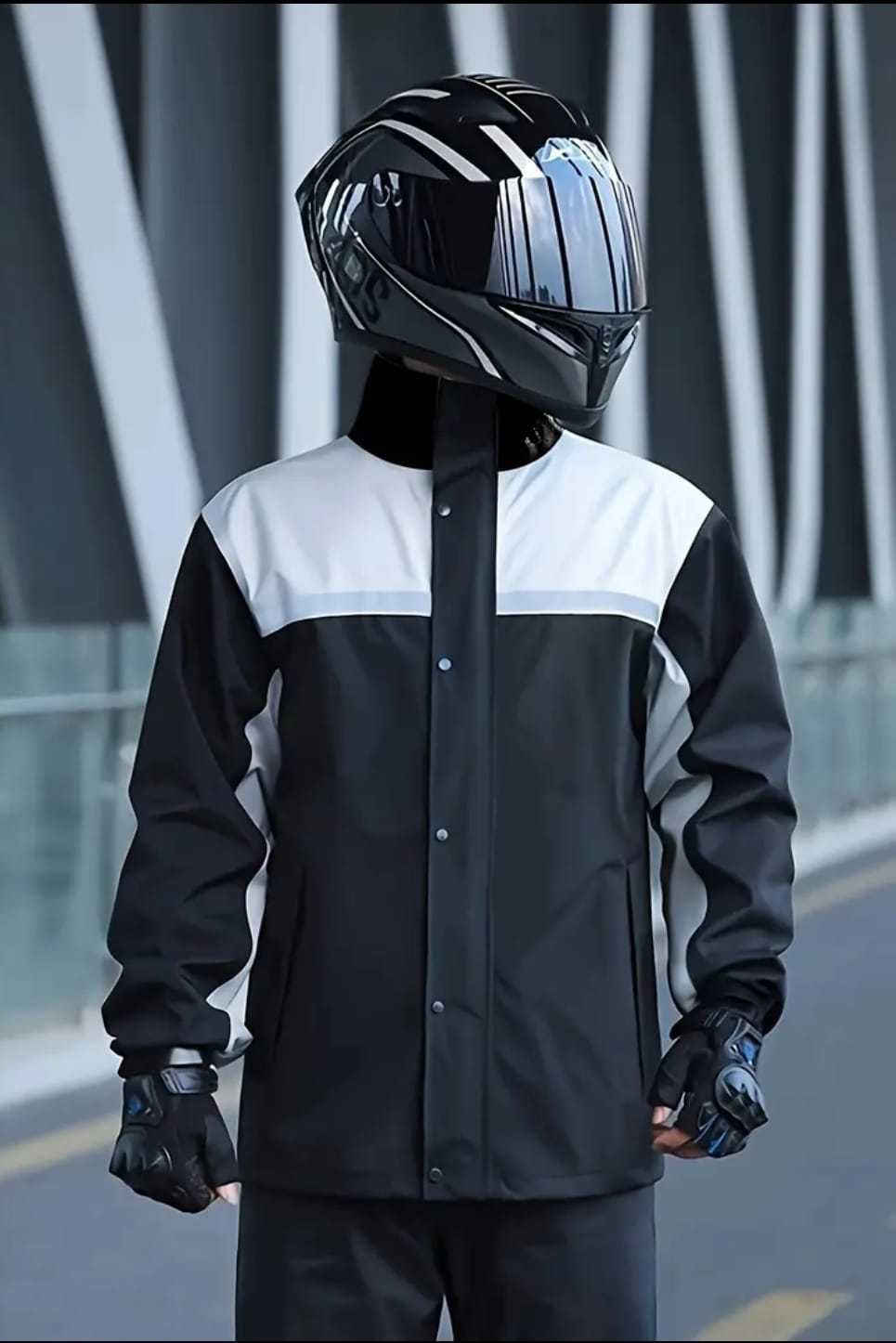 Capa de Chuva [Conjunto] com Viseira Removível Motociclista