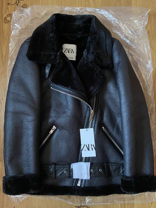 Дубленка косуха черная Zara