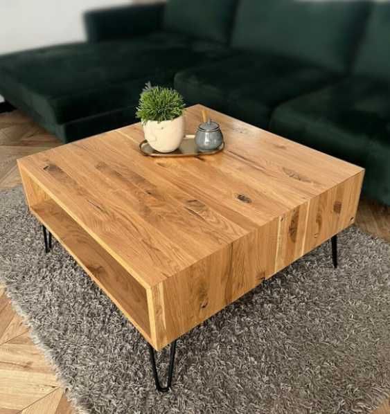 Stół kawowy dąb rustykalny KWADO Wymiar: 80cm x 80cm x 40 LITE DREWNO