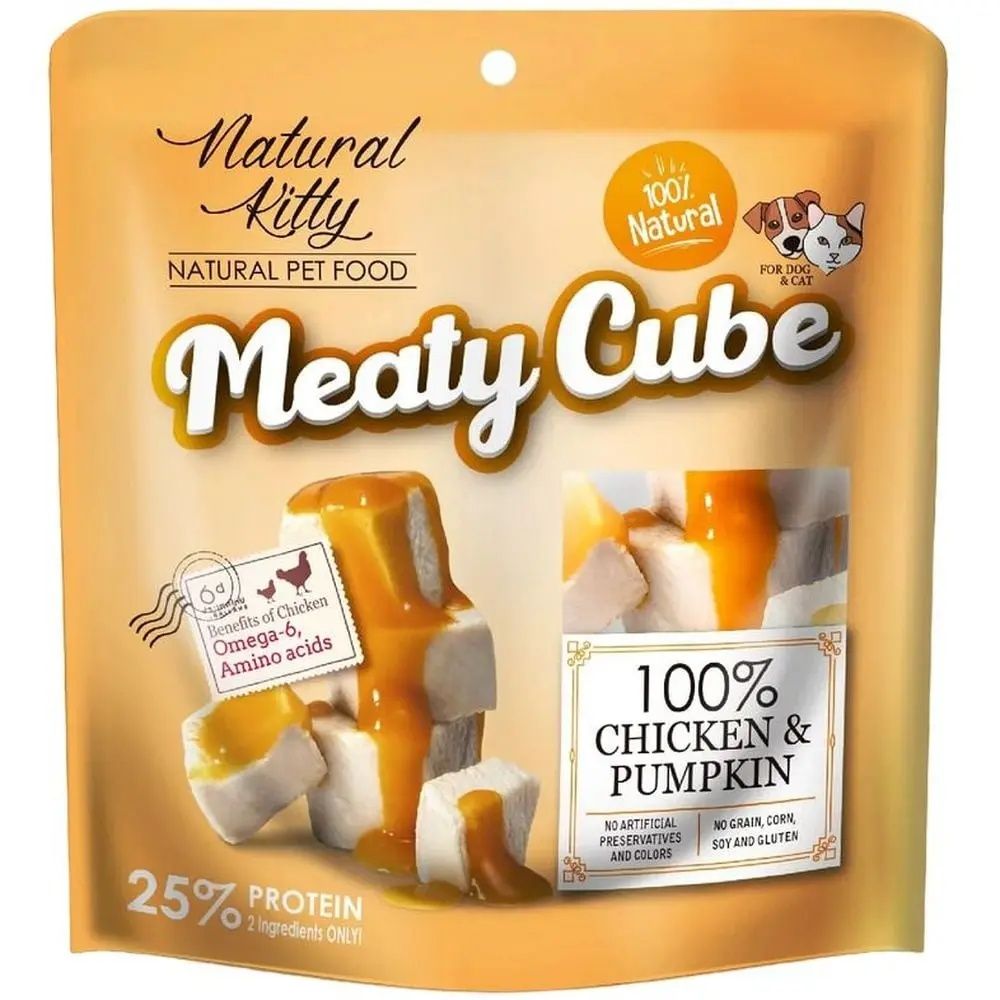 Лакомства для котов и собак Natural Kitty Meaty Cube Вес 60г