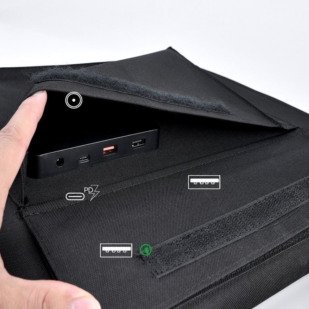 duża ładowarka solarna 80w rozkładana dc usb c 2xusb pd qc czarna