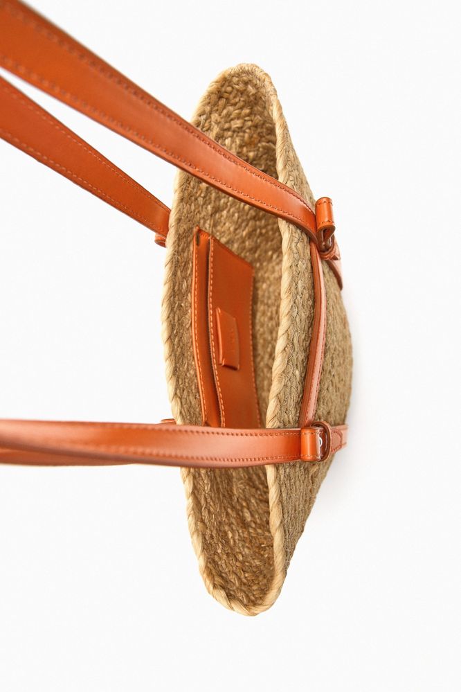 Zara torba koszyk z juty beżowa pomarańczowa kosz shopper