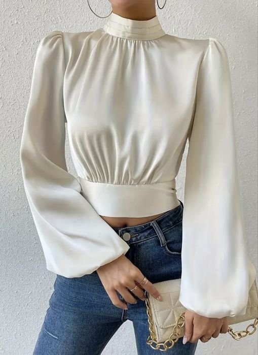 Атласна Блузка з оголеною  спиною