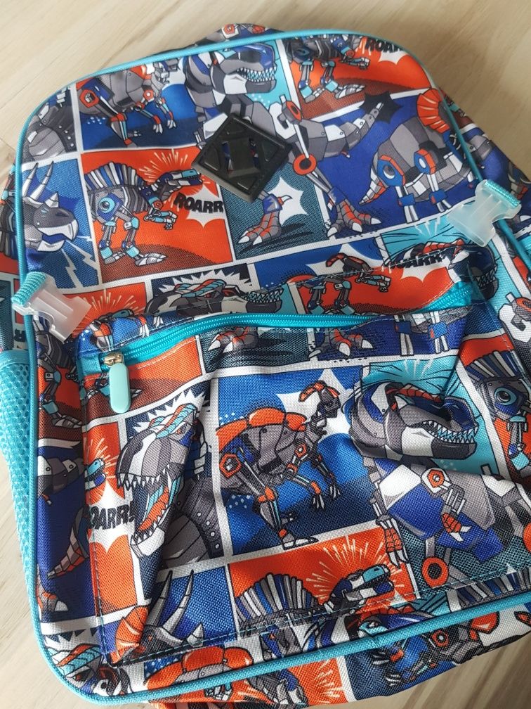 Plecak + lunch bag,śniadaniówka,  2 części, roboty,dinosaury