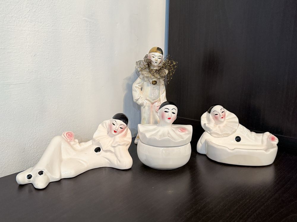 Pierrot, Arlekin figurki ceramiczne - 22 sztuki!