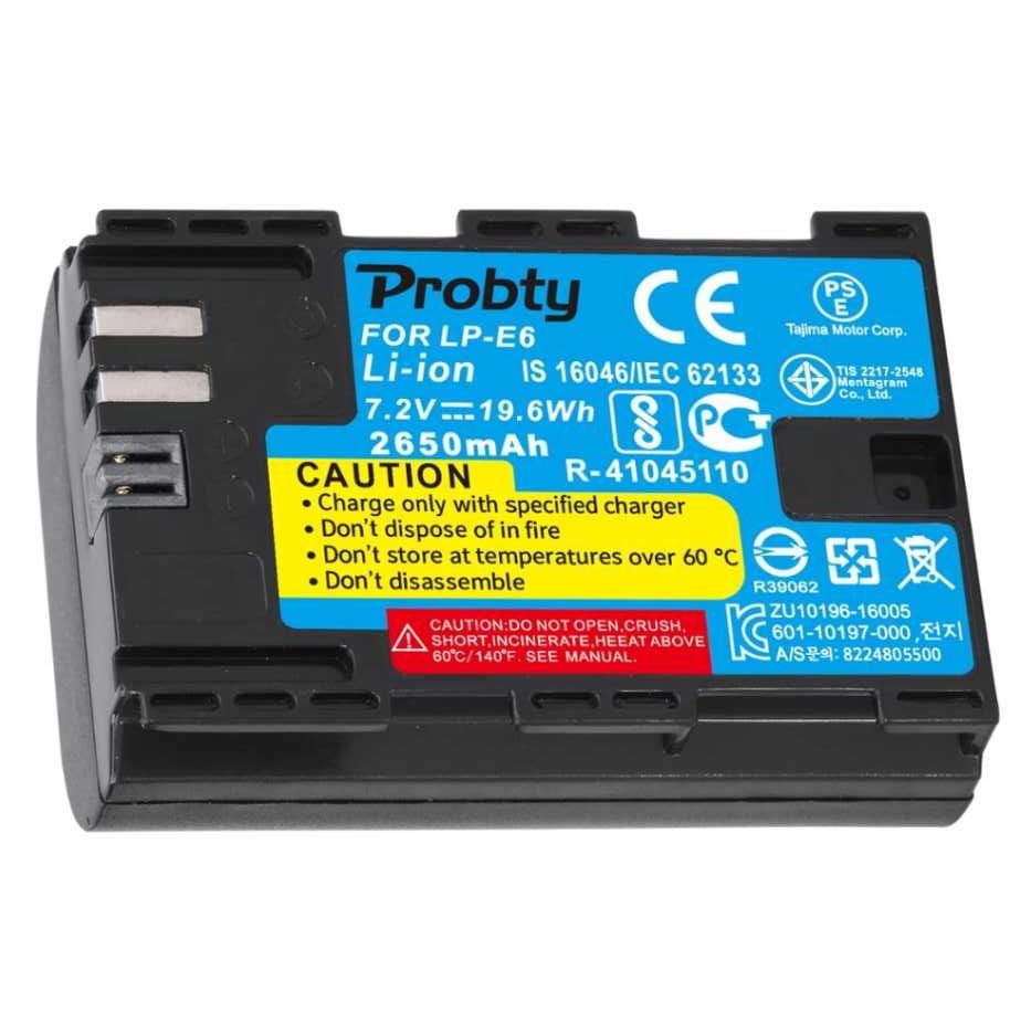 Bateria LP-E6 Probty 2650mAh para 60D 70D 80D 90D 6D MKII 7D 5DII NOVA