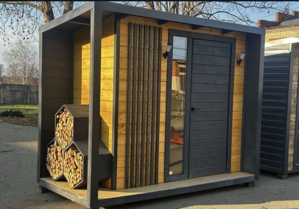 Сарай хоз блок з дровником у стилі лофт