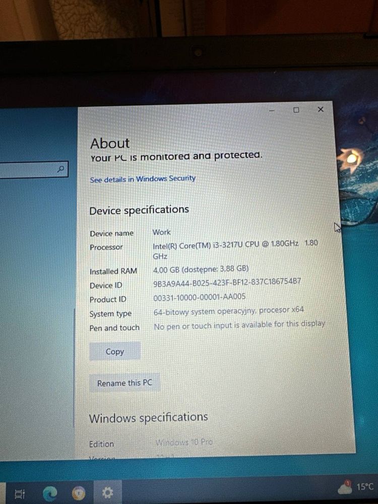 Laptop Dell Inspiron 3521 i3/500GB HDD/4 GB RAM/Windows 10 PRO