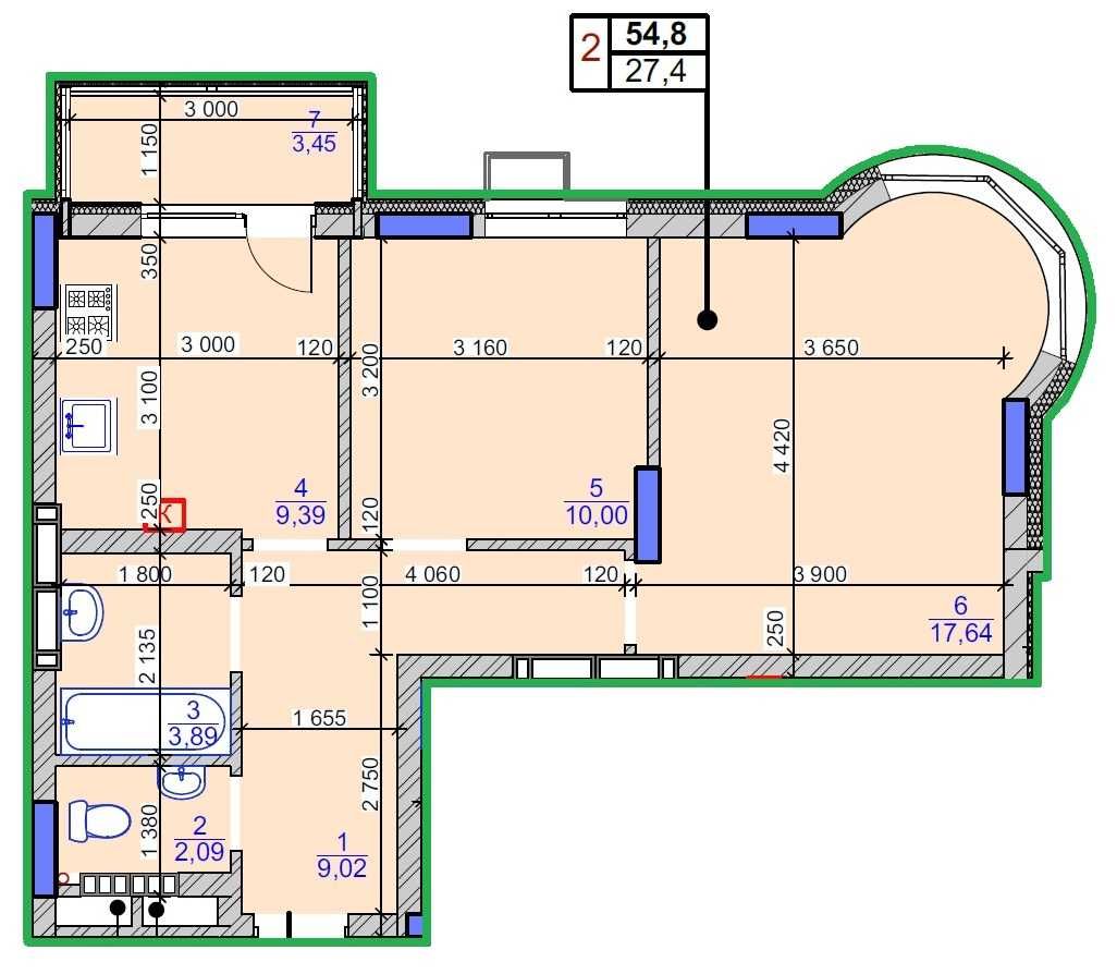 ЖК Садочок, готова 2-к 55,0 м, Новосілки-Чабани, метро Теремки, єОселя