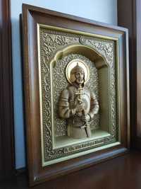 Ікона Св. Олександр Невський дерев`яна, різьблена