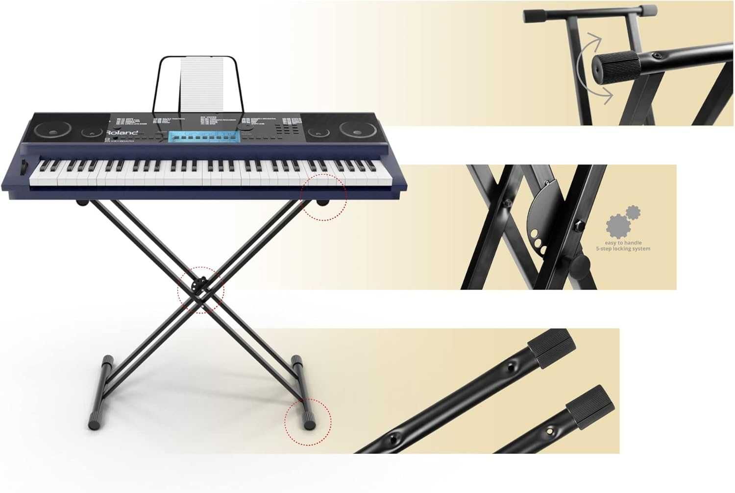 Podwójny Stojak Na Keyboard, Czarny składany