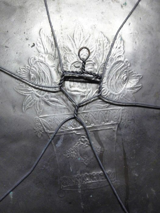 grande antigo prato de decoração em latão com estanho-trabalhado á mão