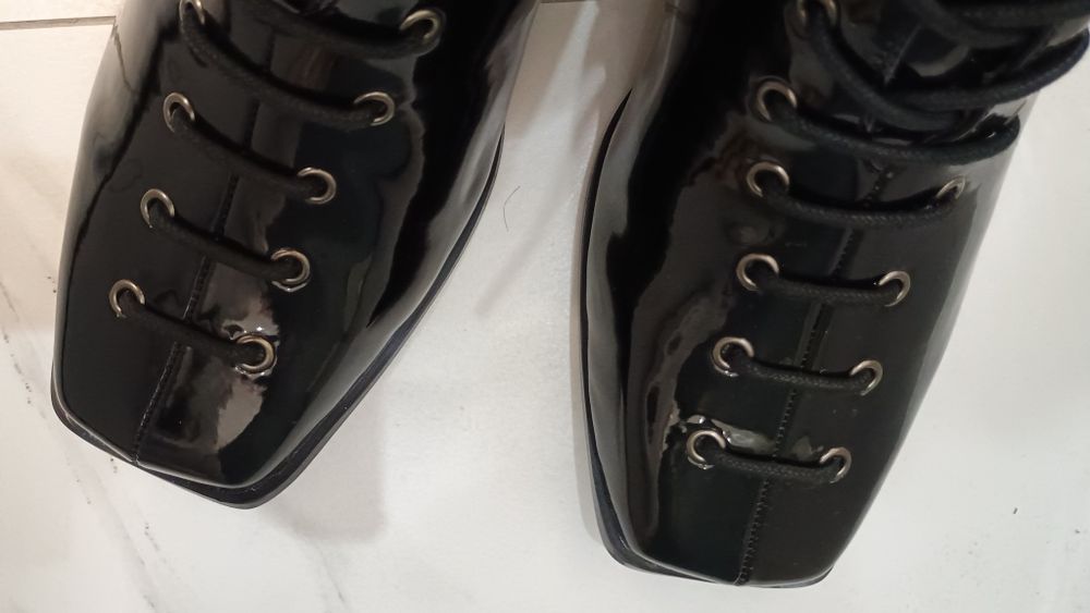 botki lakierowane na zamek , piękne zakupy