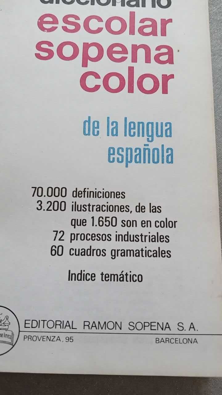 Diccionario Escolar Sopena Color 1977