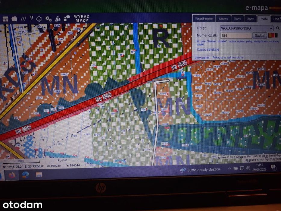 Wola Pasikońska (gm. Kampinos) działka z wz, rolna 0,93 ha przy DW580