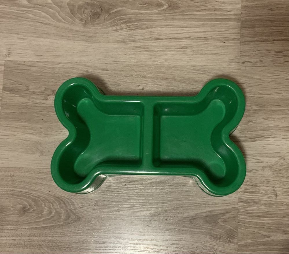 Miska dla psa psów podwójna na wodę i karmę zielona kość