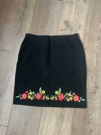 Spódnica czarna z wzorem kwiatowym  orsay