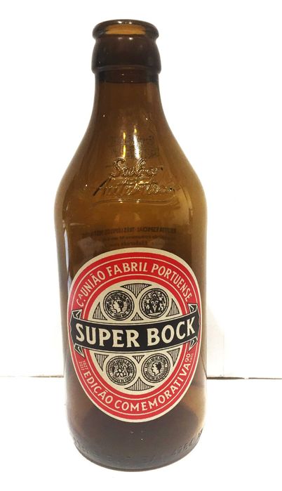 Garrafa comemorativa dos 90 anos da Cerveja Superbock - Pirogravada