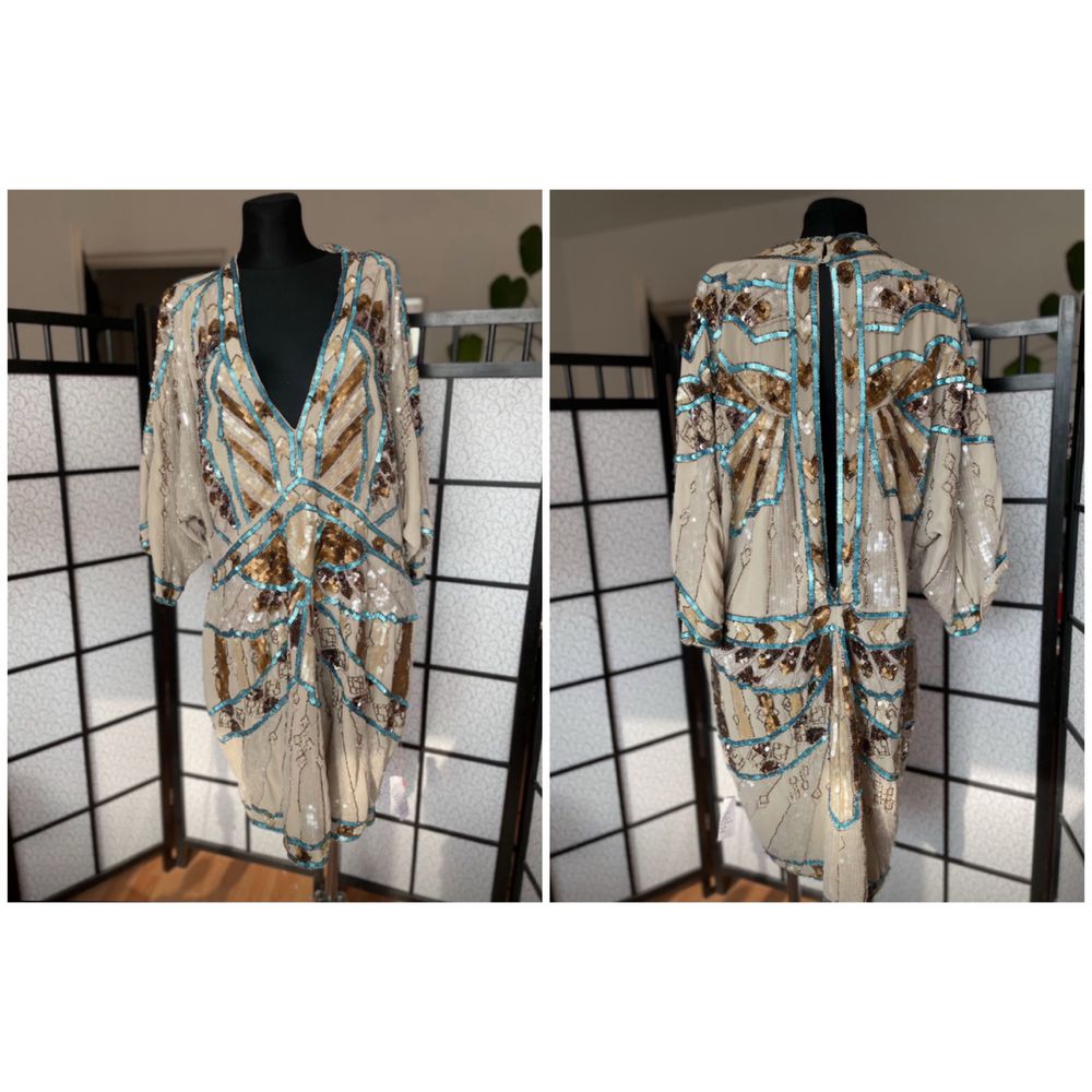 Asos cekinowa sukienka mini kimono 54 7 xl 52 6 xl