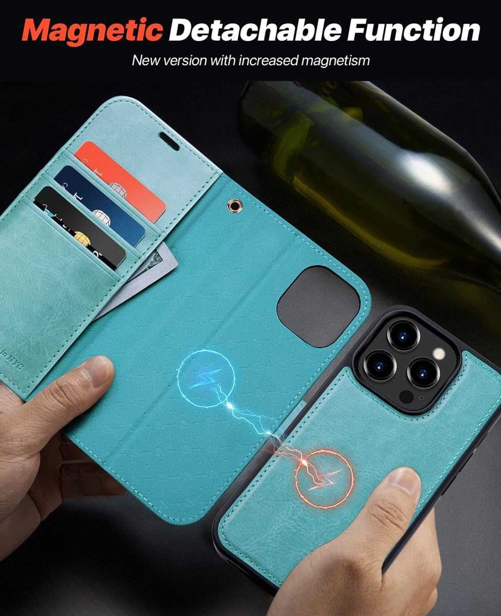Ocase iPhone 15 Pro Max etui skórzane do  stojak miętowe magsafe 2w1