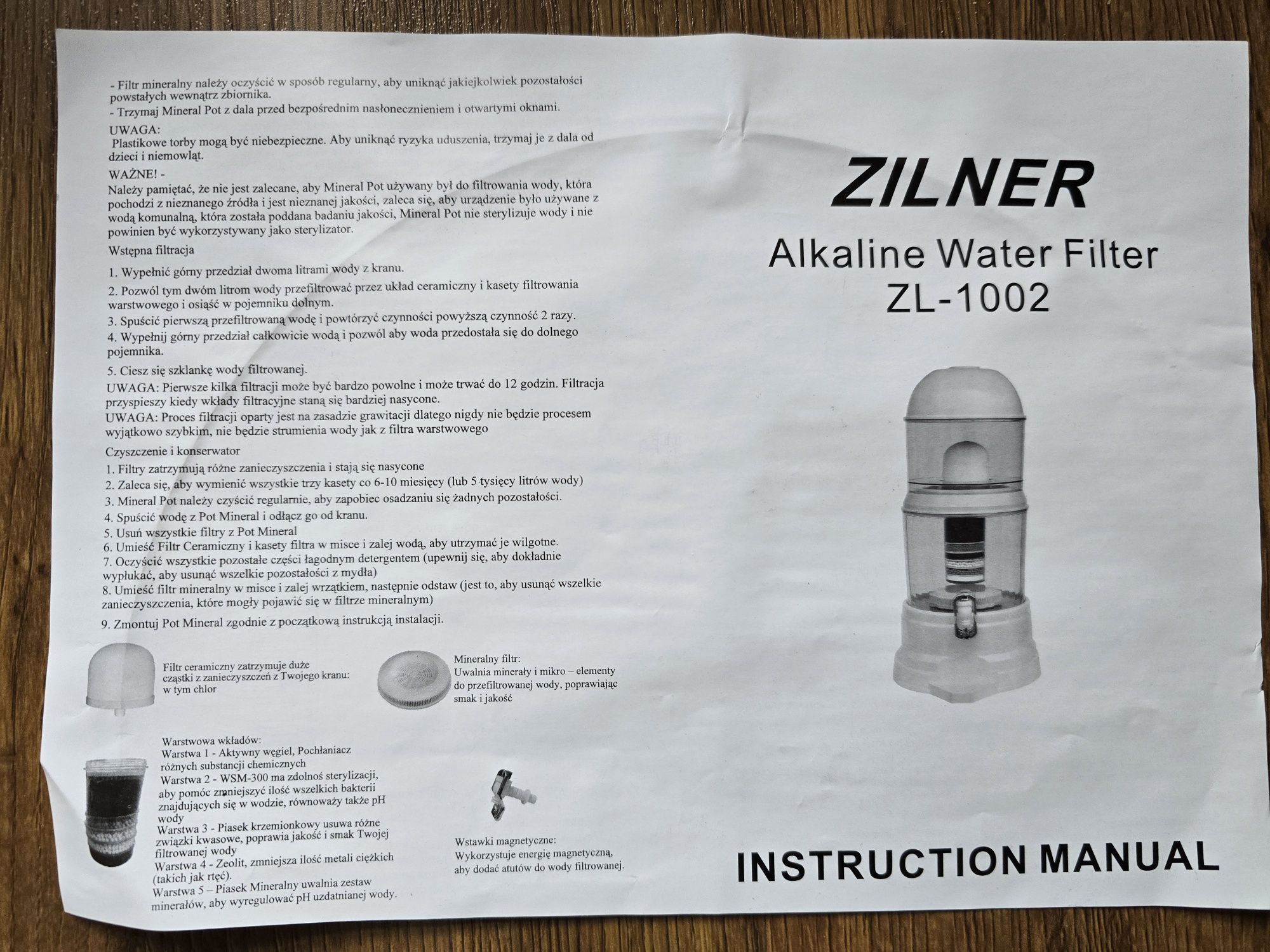 Filtr alkaliczny do wody Zilner ZL-1002 wolnostojący  - NOWY