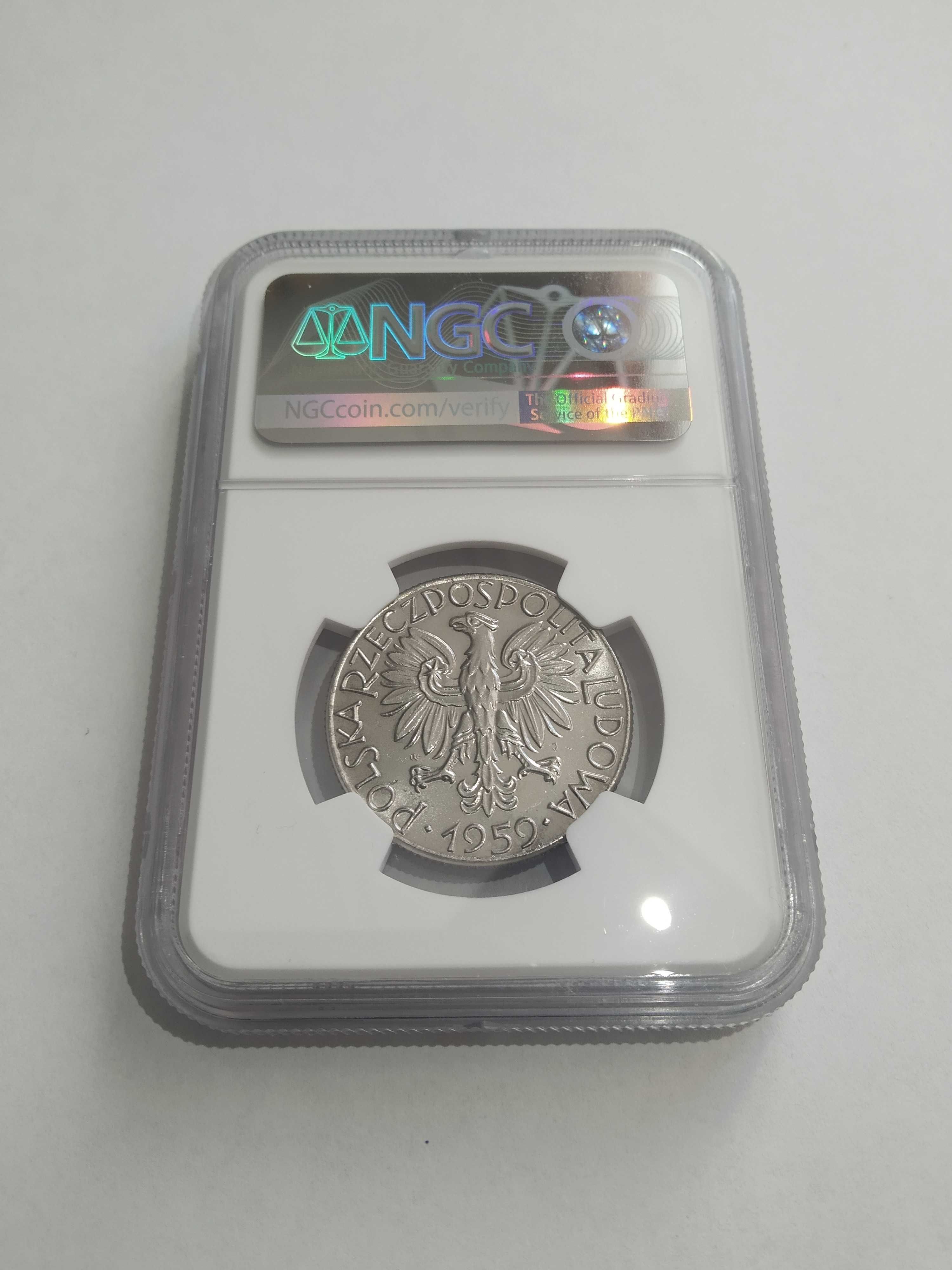 MS64 Próba NIKIEL Rybak 5 zł 1959 NGC