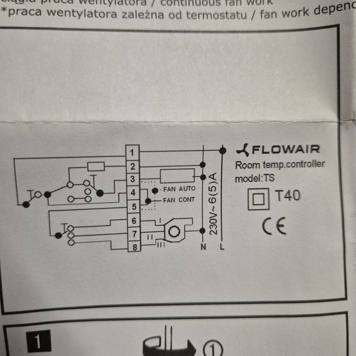 TS 3 stopniowy regulator obrotów z termostatem Flowair