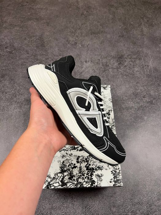 Dior B30 Black White мужские кроссовки новые черные Диор
