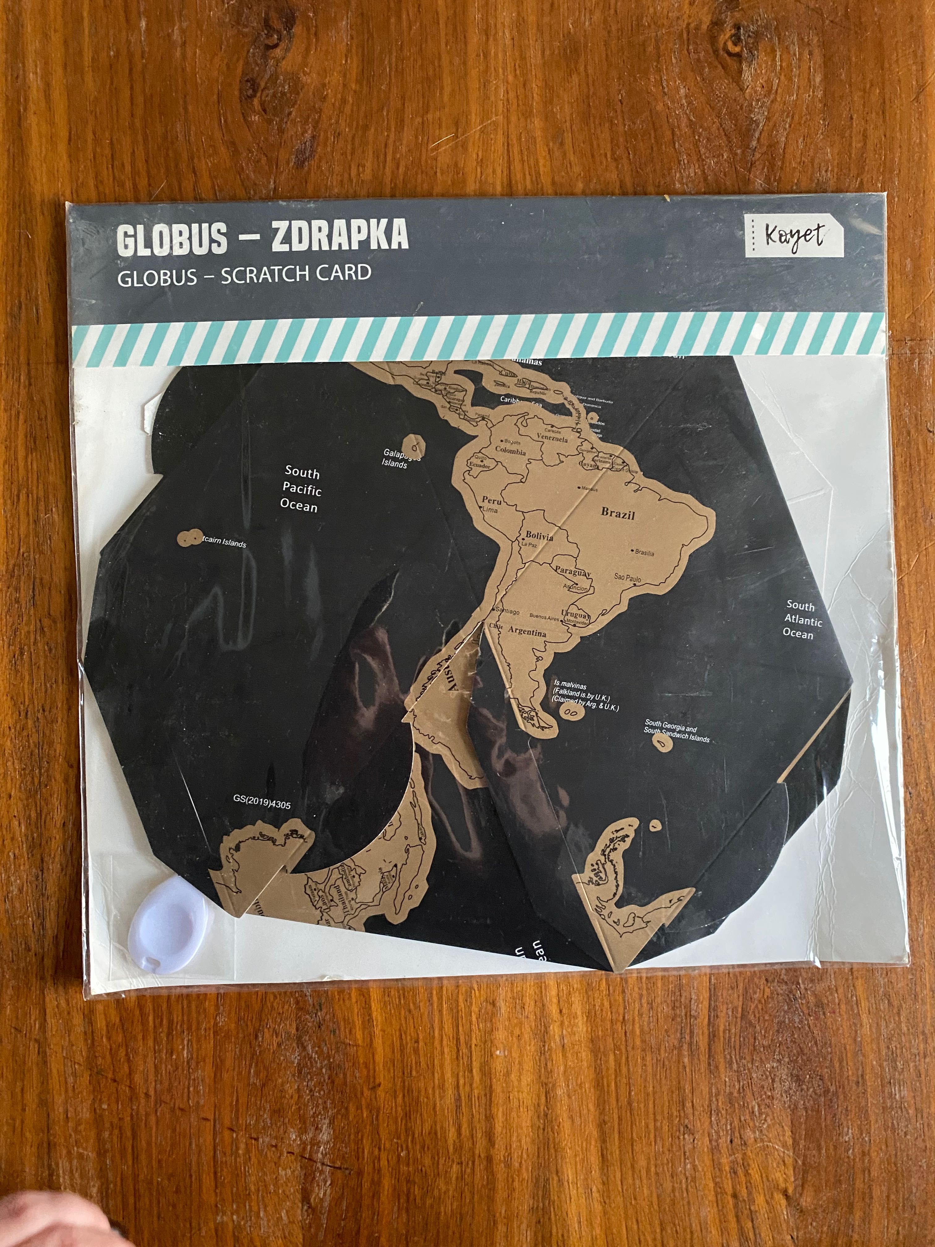 Globus mapa do zdrapywania zdrapka