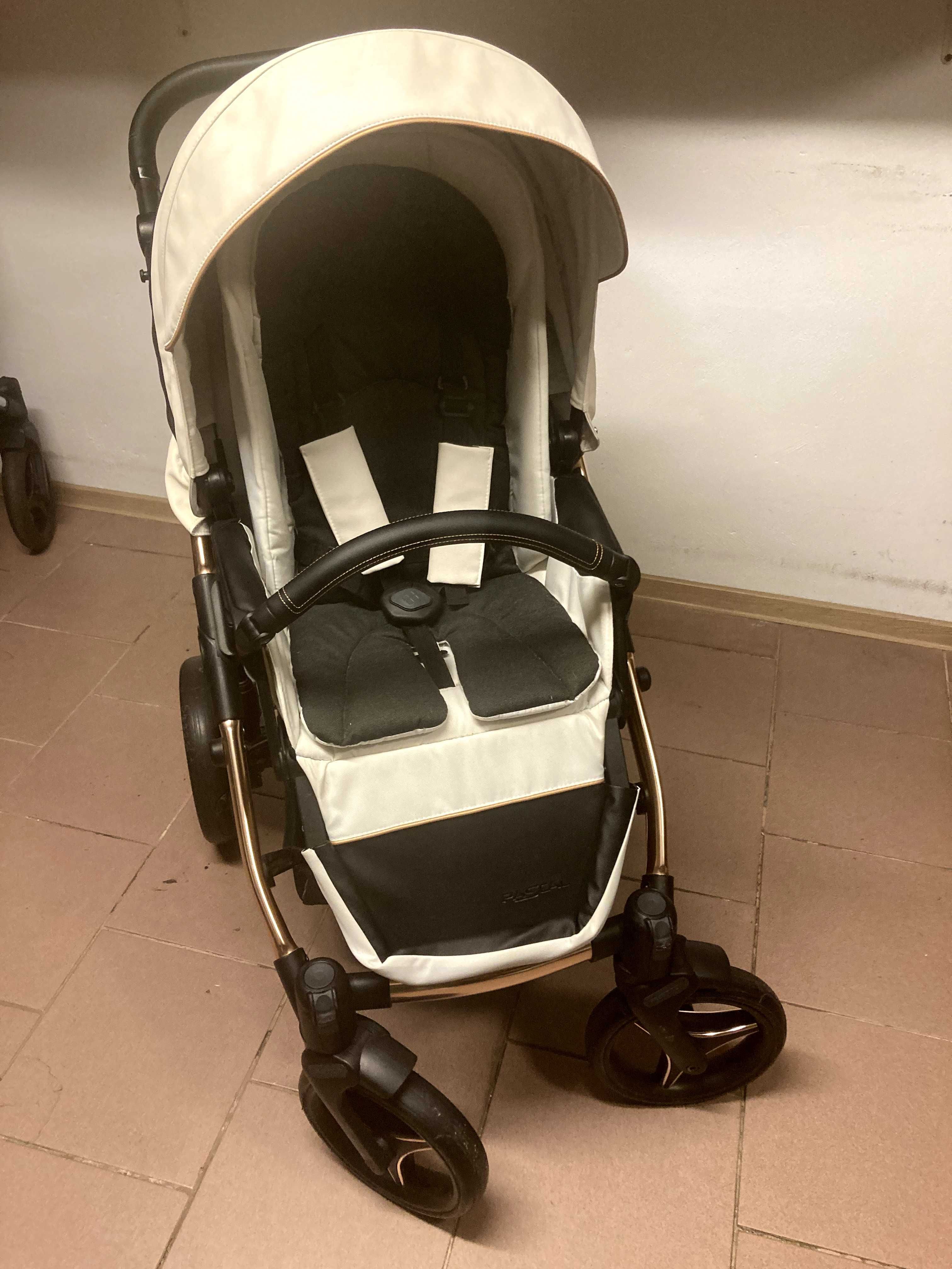 Wózek BEBETTO PASCAL PREMIUM 2w1 / 3w1 / 4w1 z Isofix Eko Skóra Biały