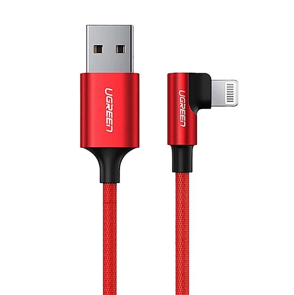 Kabel Ugreen US299, 60555 kątowy Lightning / USB-A MFi 2.4A 1m - czerw