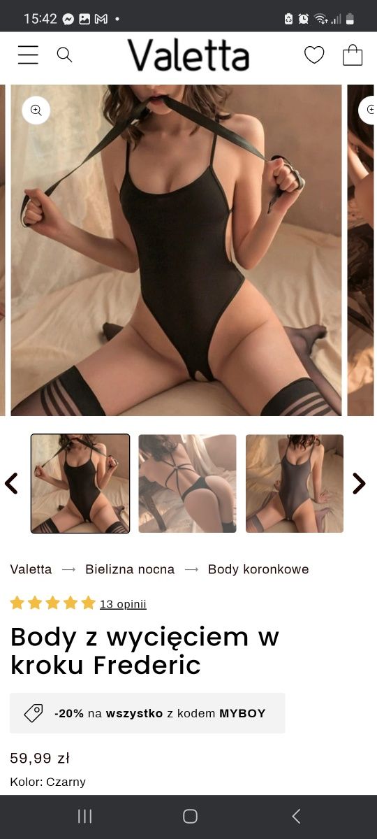 Nowe body z wycięciem w kroku Frederic, Valetta , r. L