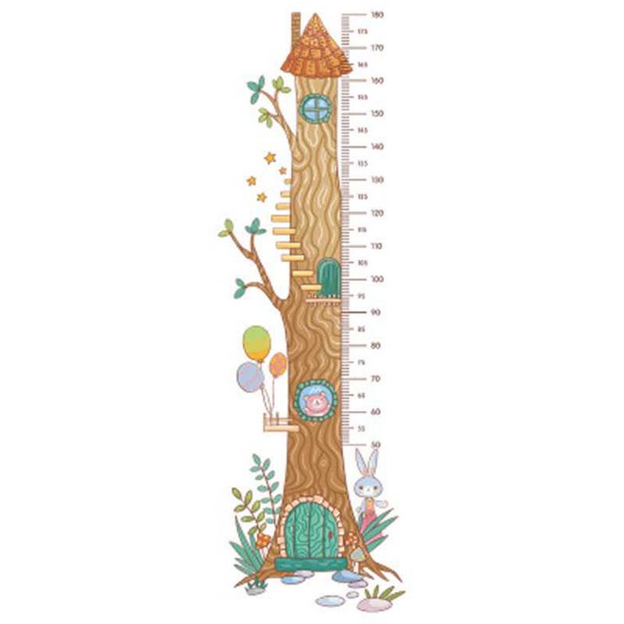 Naklejka  ścienna - miarka wzrostu, drzewo, motywy leśne