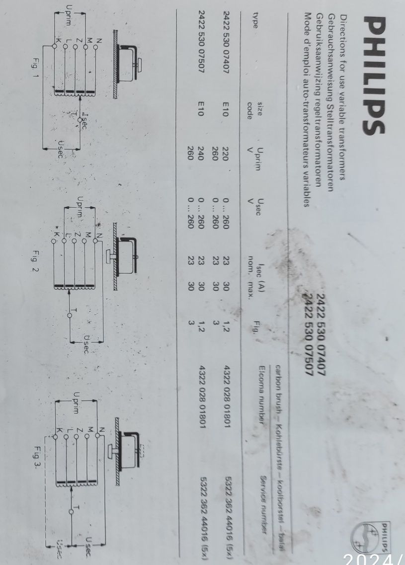 Transformator Philips regulowany nastawny 0-30A, 0-260V nowy