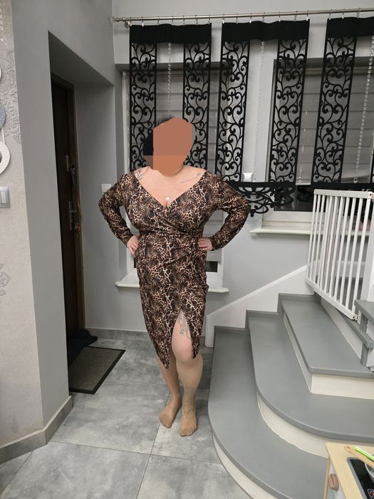 Sexy Sukienka Sylwestrowa Panterka Plus Size