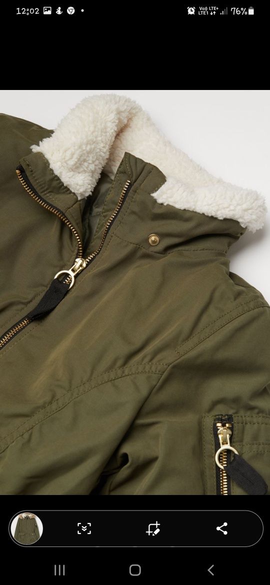 Kurtka parka ocieplana H&M rozm 158