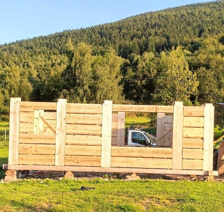 Dom z bali drewna do przeniesienia stare drewno 7x5m domek z drewna