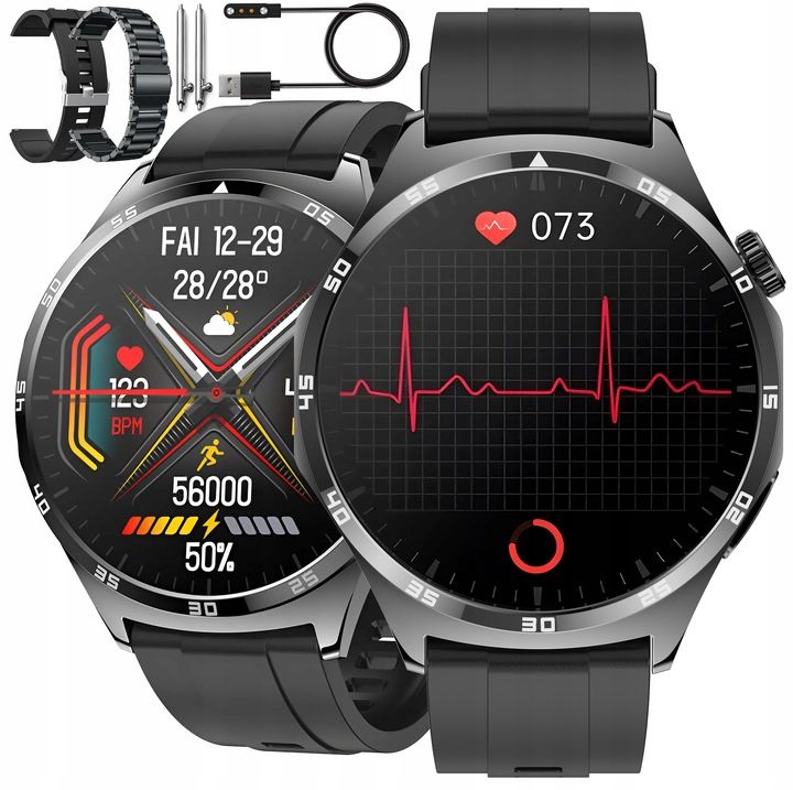 Zegarek Męski Smartwatch Dla Seniora Ekg Pomiar Cukru Ciśnienie Temper