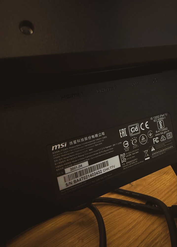 Monitor MSI Optix G241 23.8" 1920x1080px IPS 144Hz 1 ms