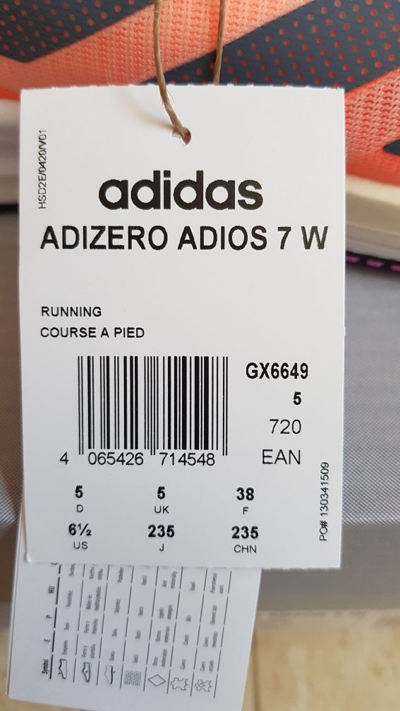 Nowe damskie buty do biegania Adidas Adizero Adios 7 W r. 38