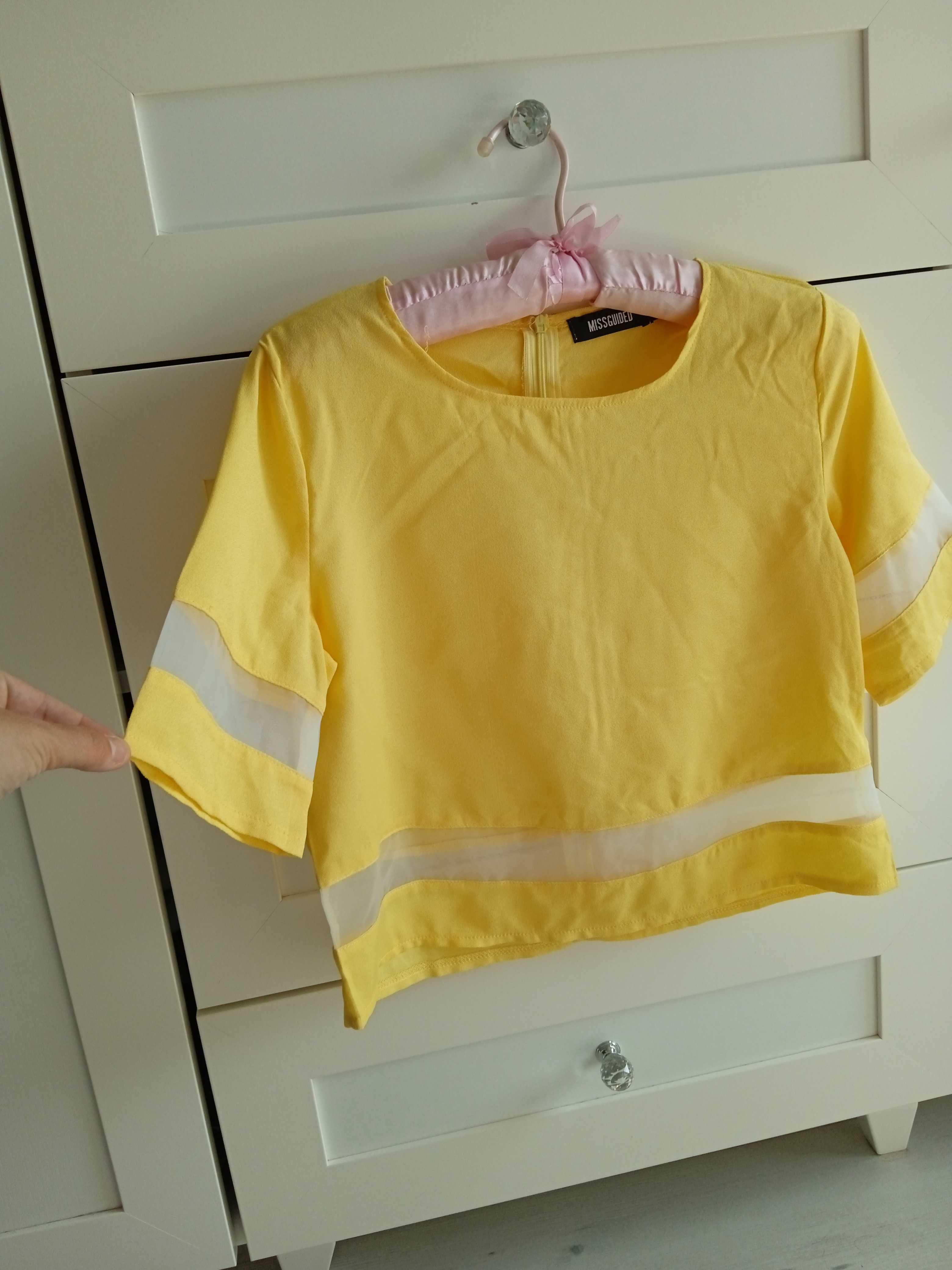 Designerska bluzka Missguided żółta S top trapezowa letnia
