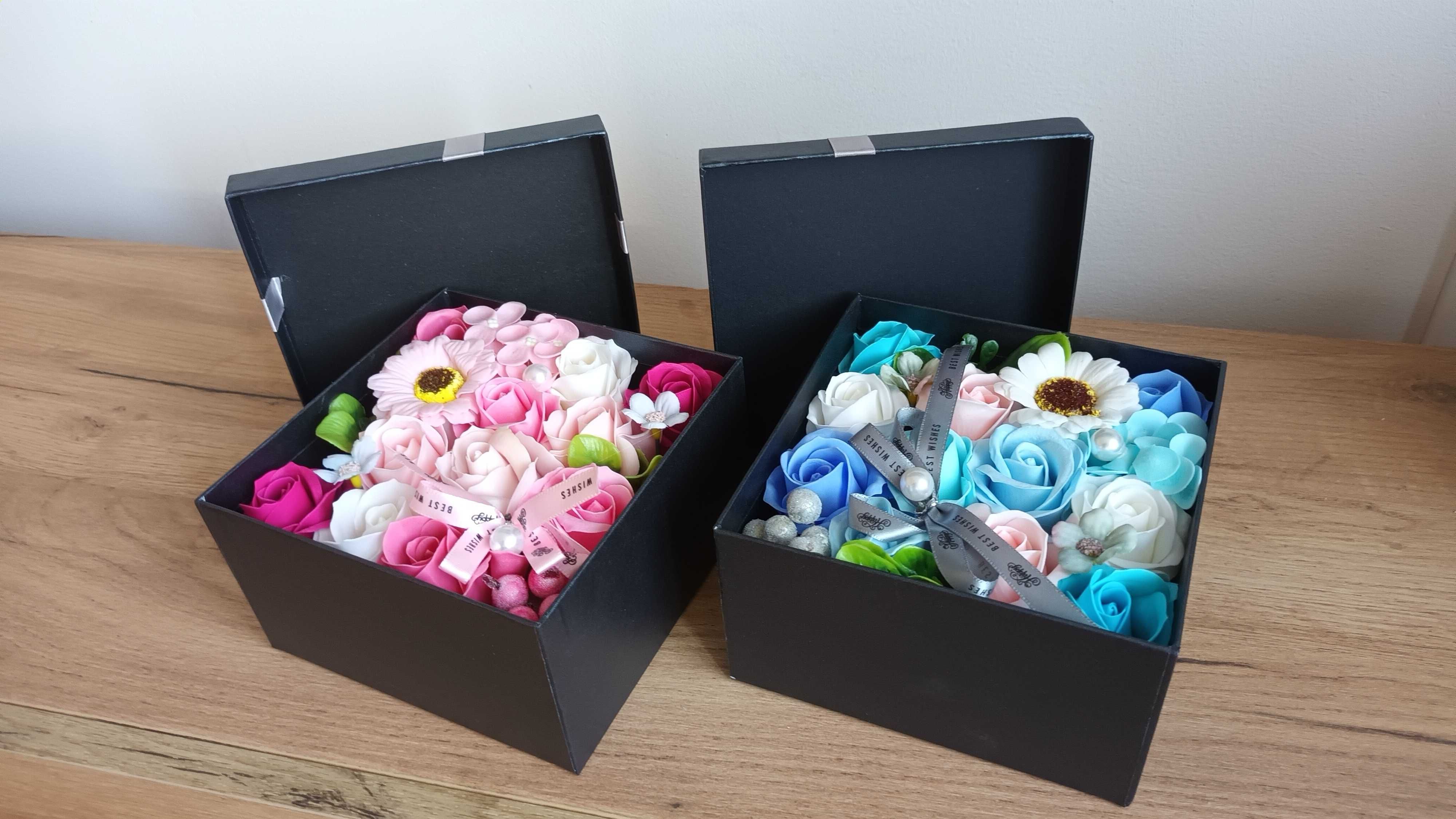 Flower box mydlane róże dwie sztuki prezent