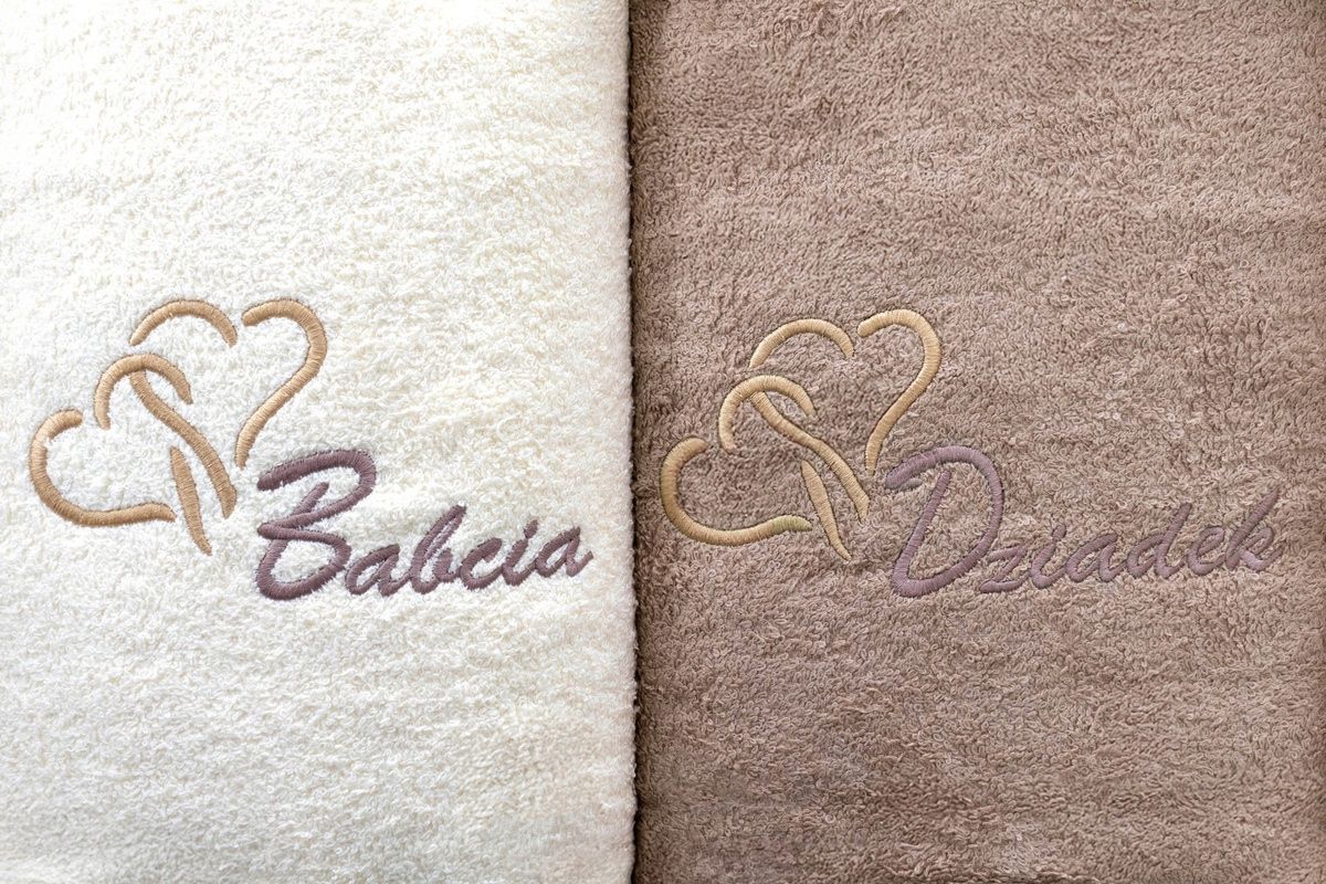 Komplet ręczników prezent na Dzień Babci i Dziadka 2szt frotte 70x140